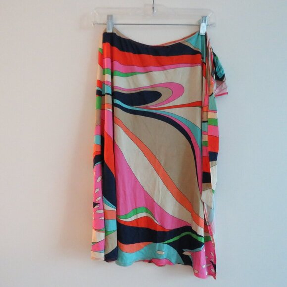 TRINA TURK Multicolor Retro Stretch Swim Cover Up Tie Skirt Vacation Resort Sz S - Picture 8 of 15
